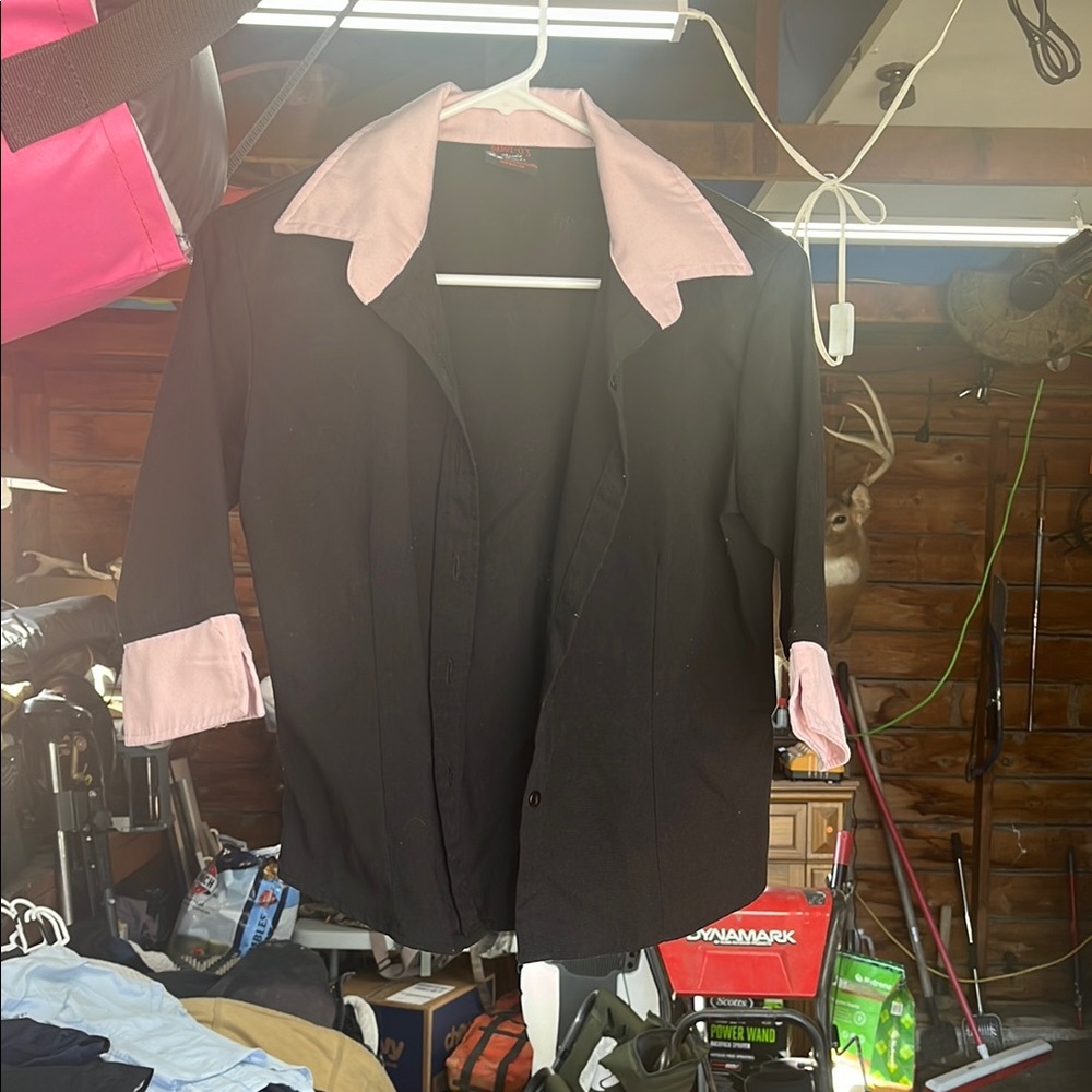 Stylish Black button down with Pink Accents
